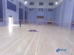 小學俄勒岡松舞臺體育場地木地板施工